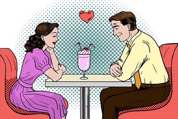 Couple having desserts